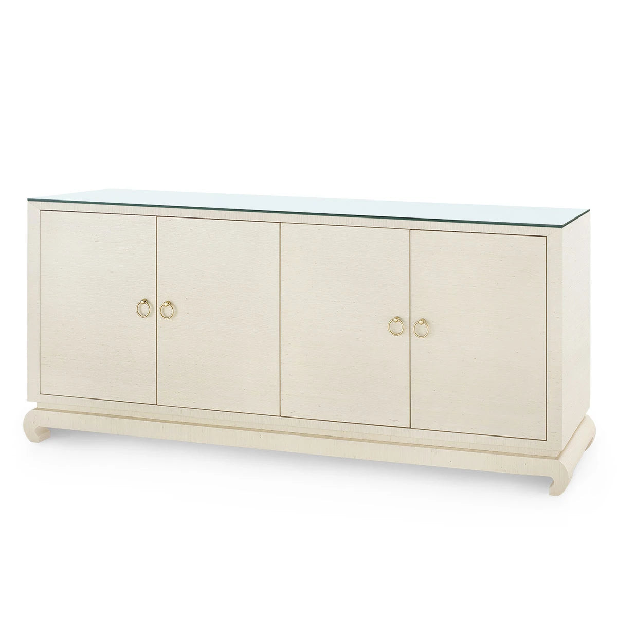 Meredith Extra Large 4-Door Cabinet with Glass Top