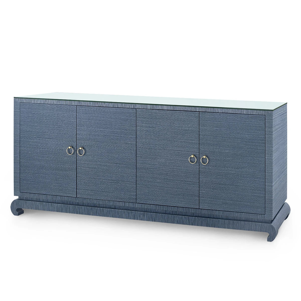 Meredith Extra Large 4-Door Cabinet with Glass Top