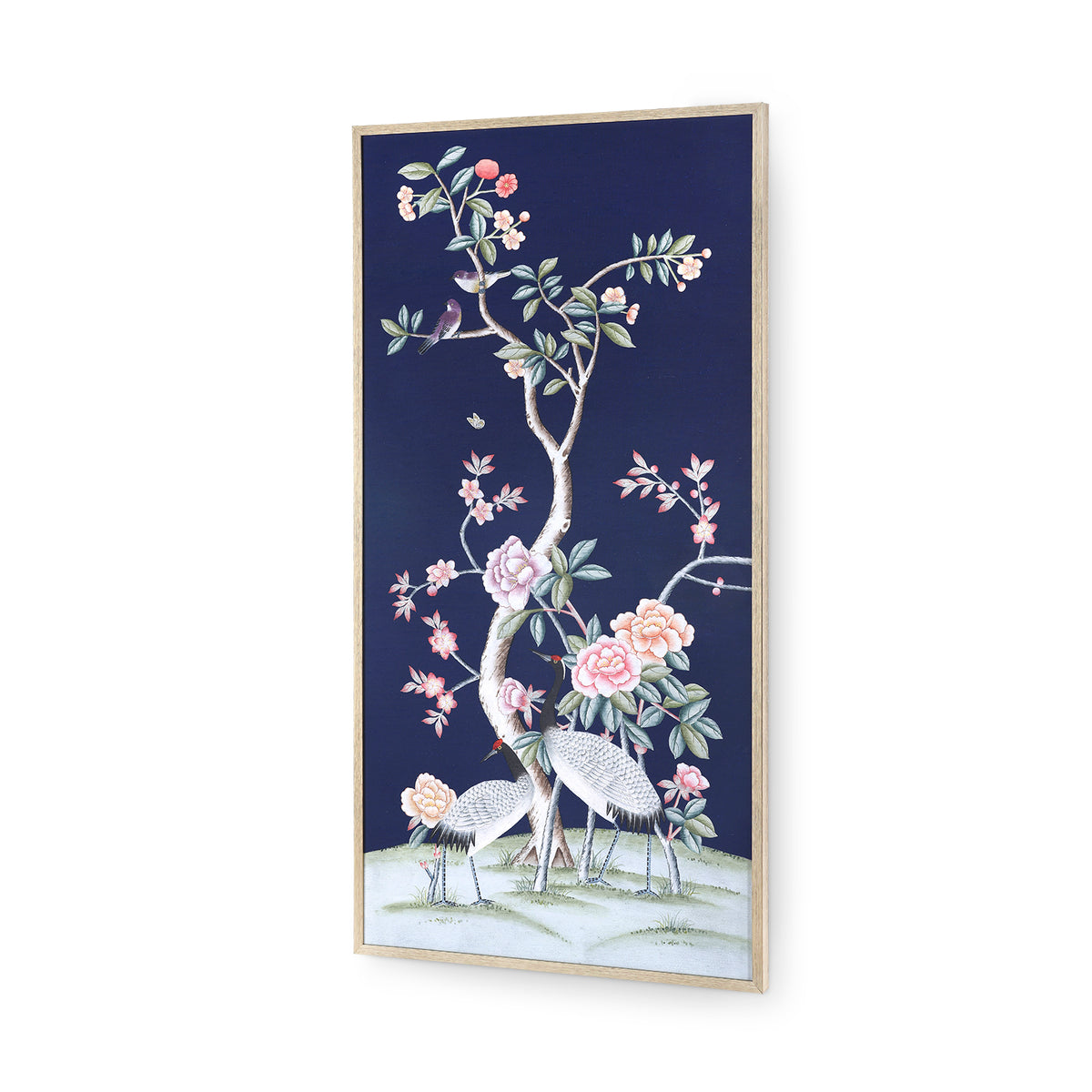 Nocturne Crane Framed Silk Panel