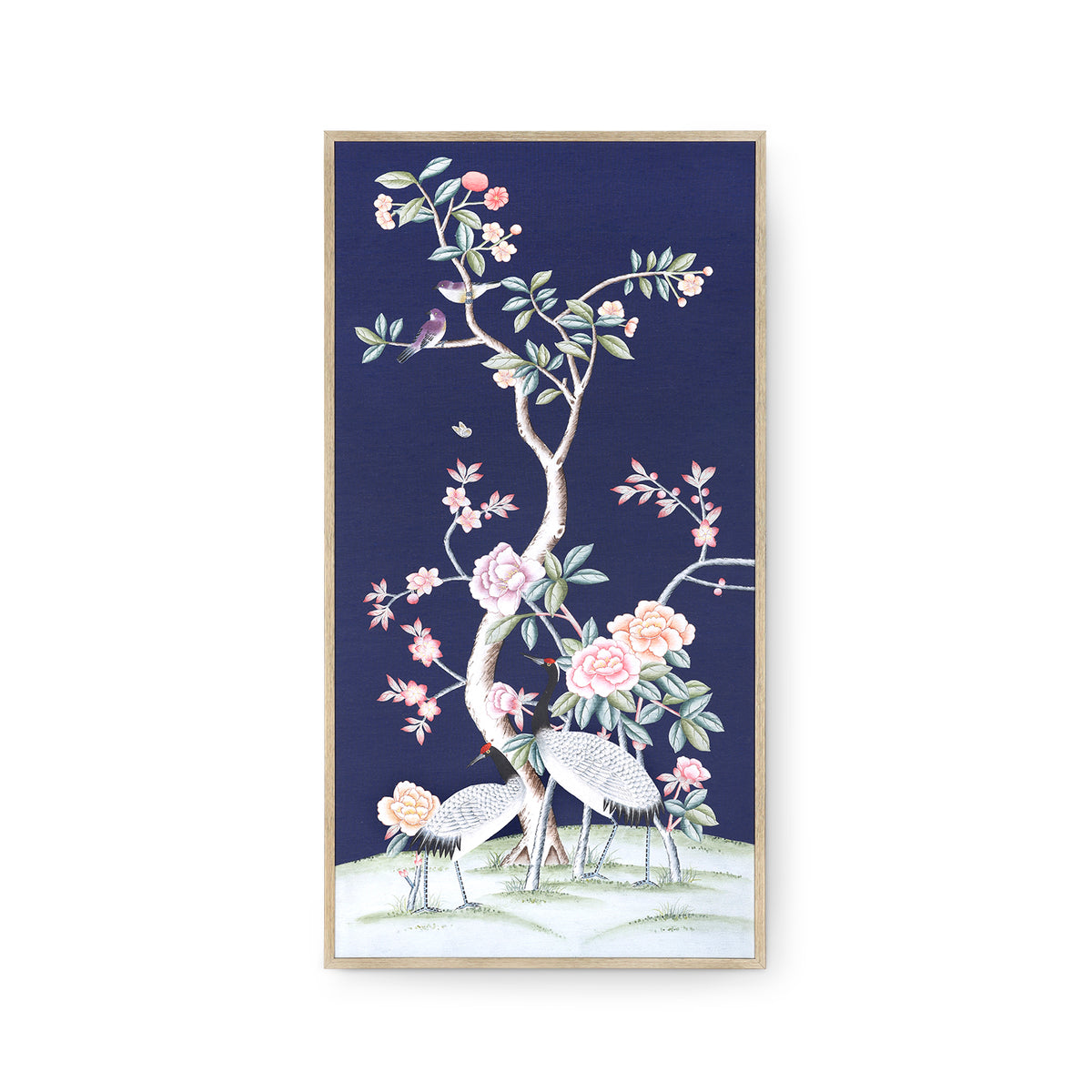 Nocturne Crane Framed Silk Panel