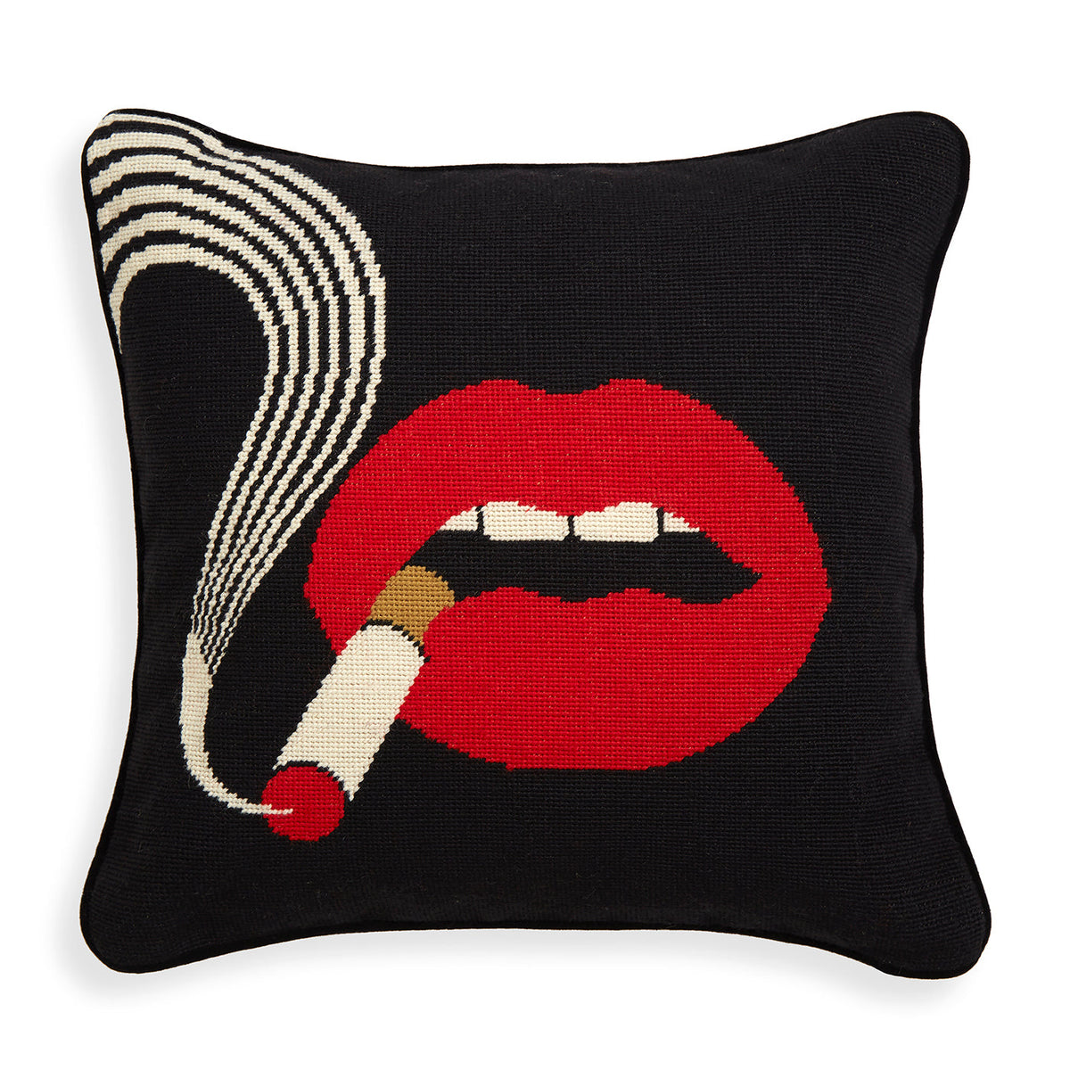 Lips Smolder Needlepoint Pillow