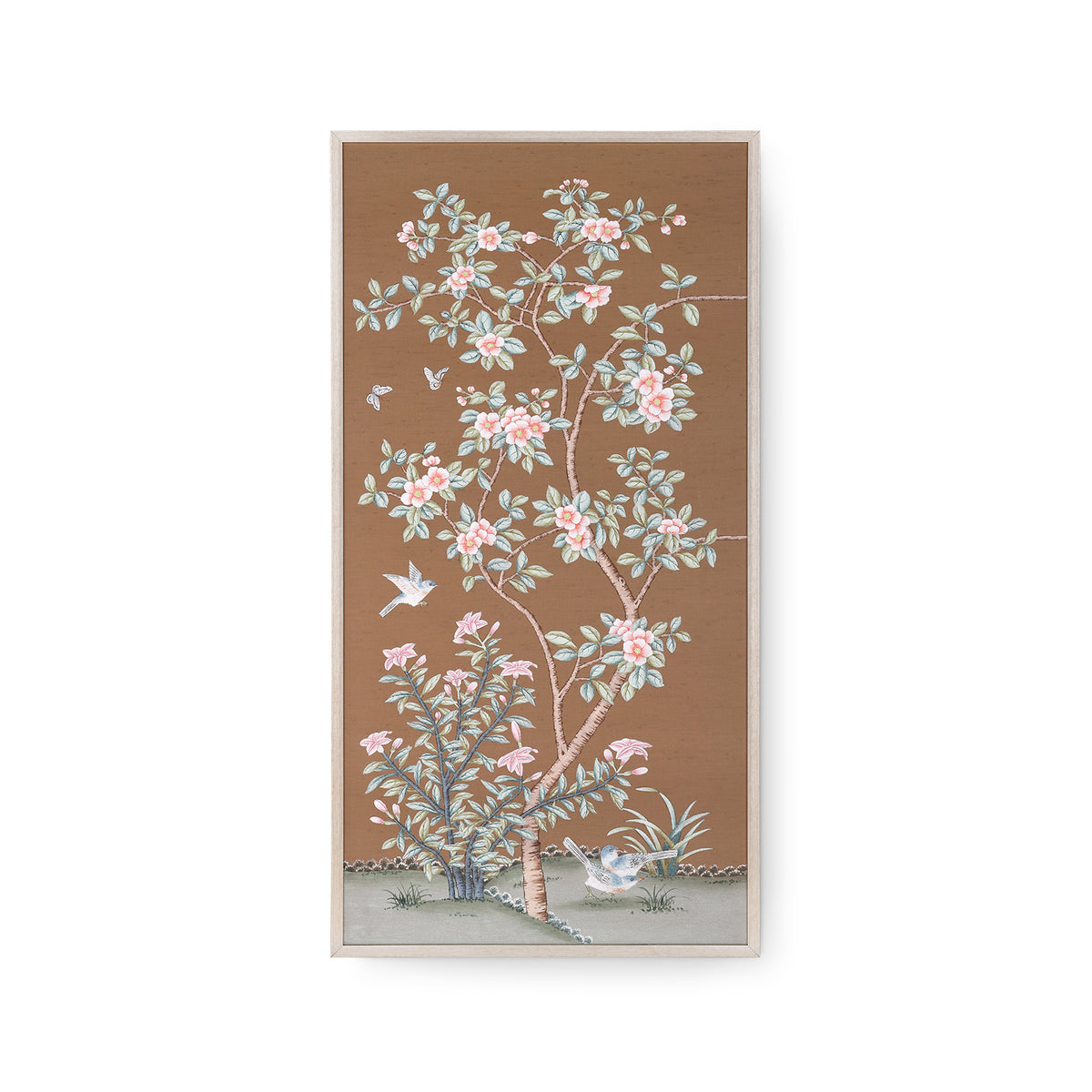 Parchment Reverie Framed Silk Panel Pair