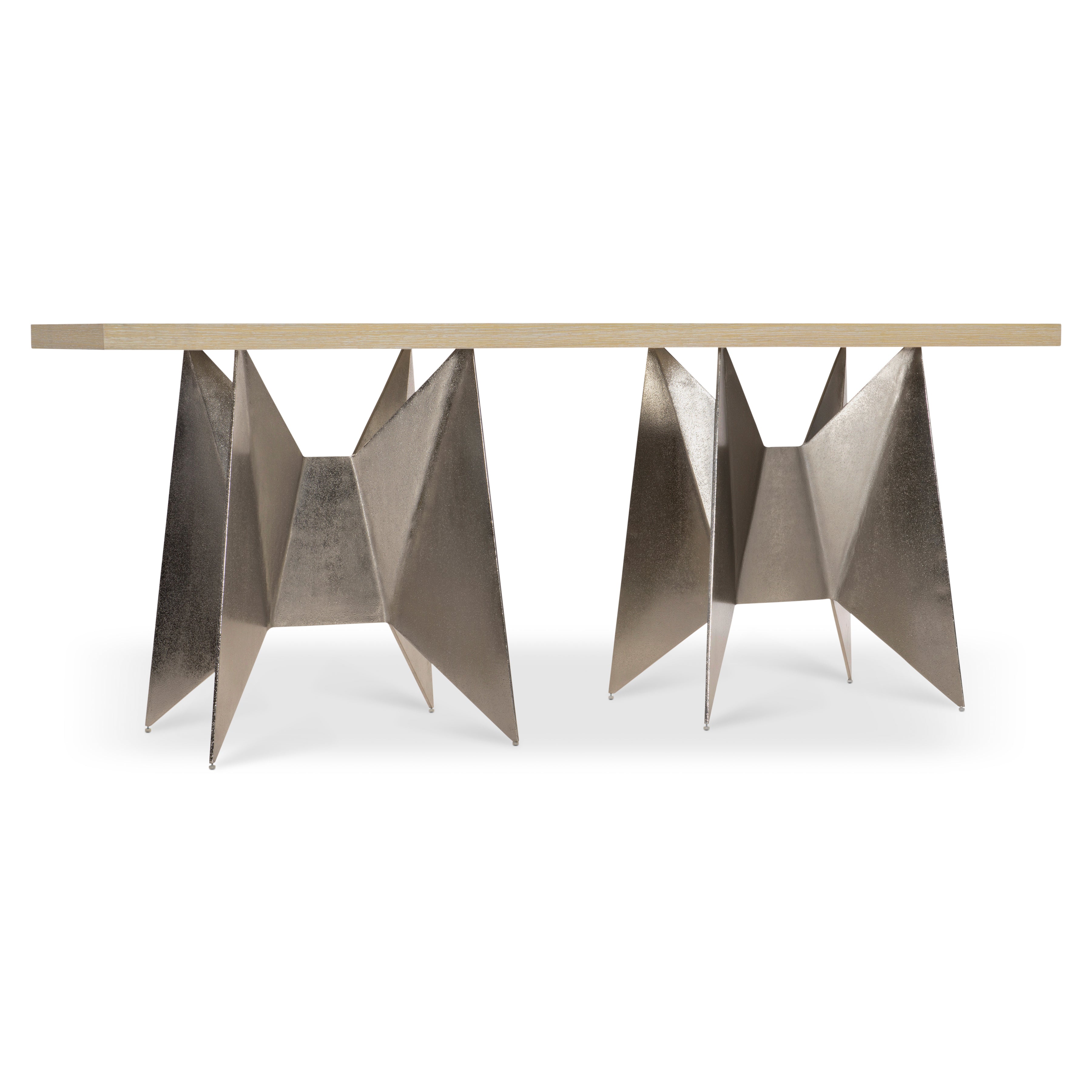 Solaria Console Table with 2 Metal Origami-inspired Bases by Bernhardt