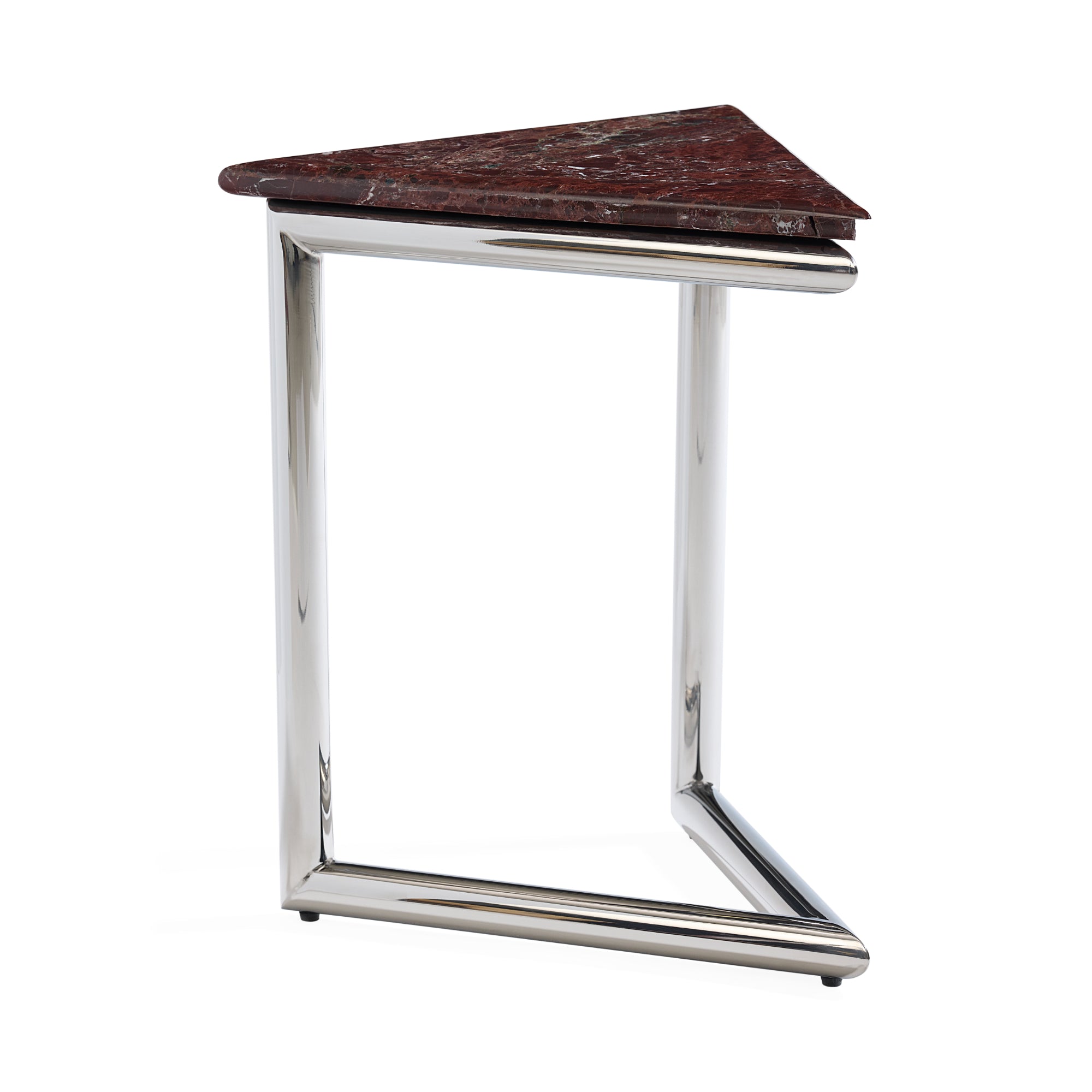 Ultra Triangle Accent Table - Red Marble/Chrome