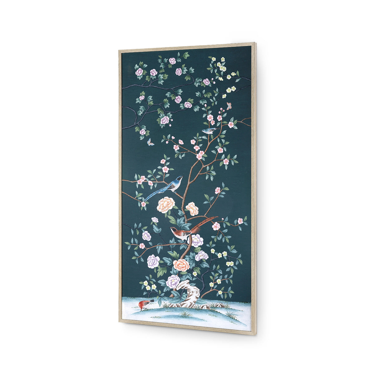 Verdant Canopy Framed Silk Panel