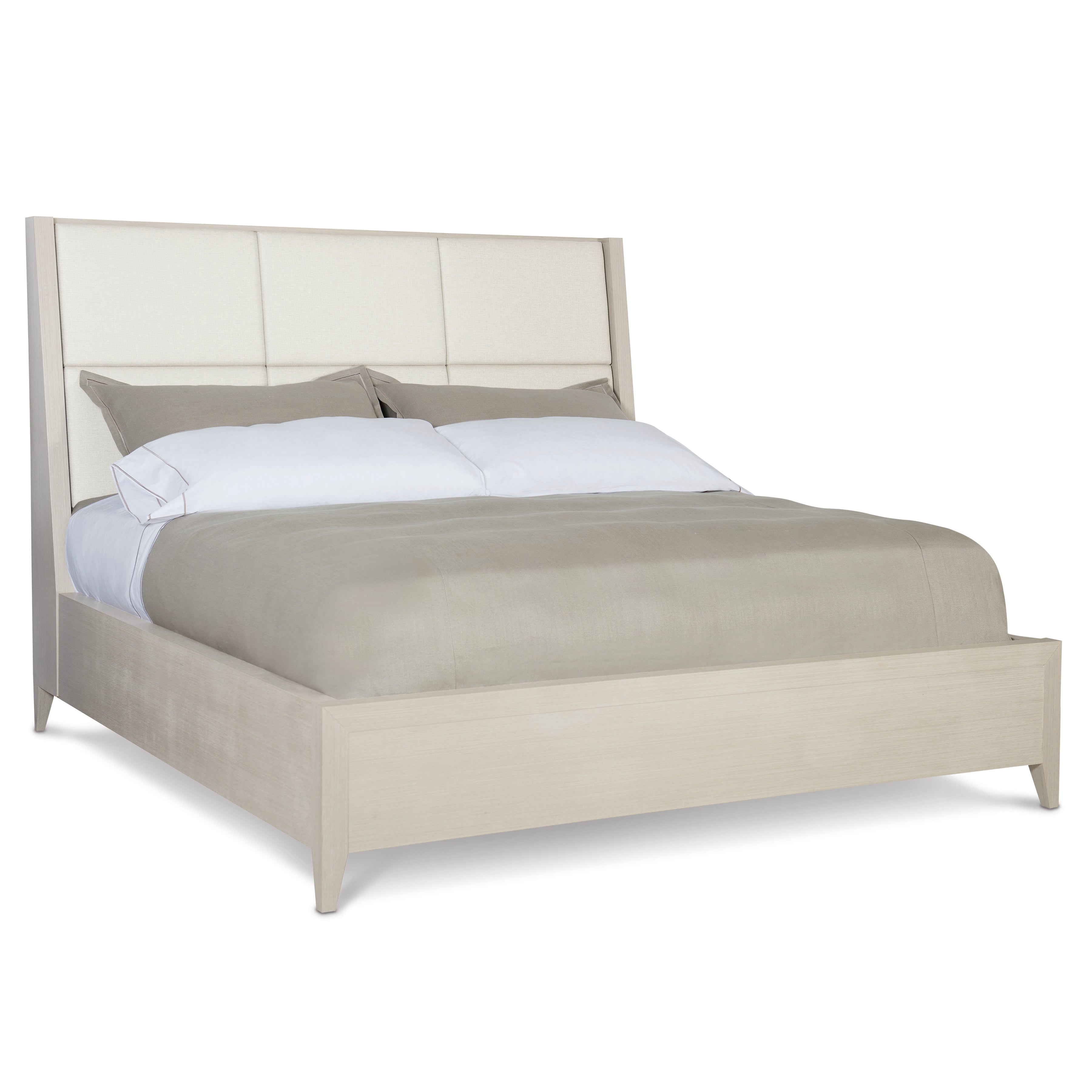 Axiom Upholstered Panel Bed with Wooden Footboard and Side Rails by Bernhardt