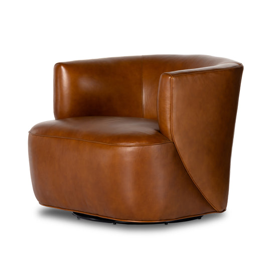 Load image into Gallery viewer, Mila Swivel Chair Riviera CognacSwivel Chair Four Hands  Riviera Cognac   Four Hands, Mid Century Modern Furniture, Old Bones Furniture Company, Old Bones Co, Modern Mid Century, Designer Furniture, https://www.oldbonesco.com/
