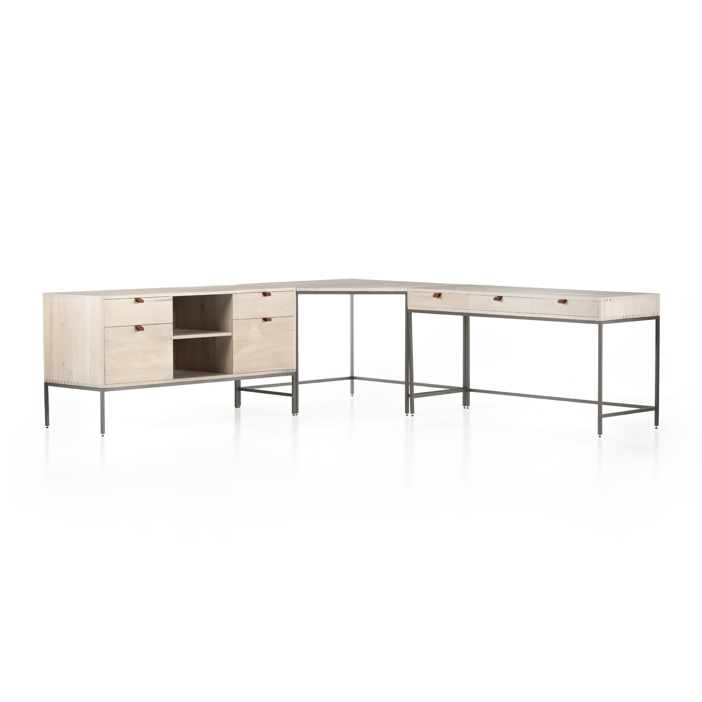 Try Desk System W/ Filing Credenza / Dove PoplarDesk Four Hands  W/ Filing Credenza Dove Poplar  Four Hands, Mid Century Modern Furniture, Old Bones Furniture Company, Old Bones Co, Modern Mid Century, Designer Furniture, https://www.oldbonesco.com/