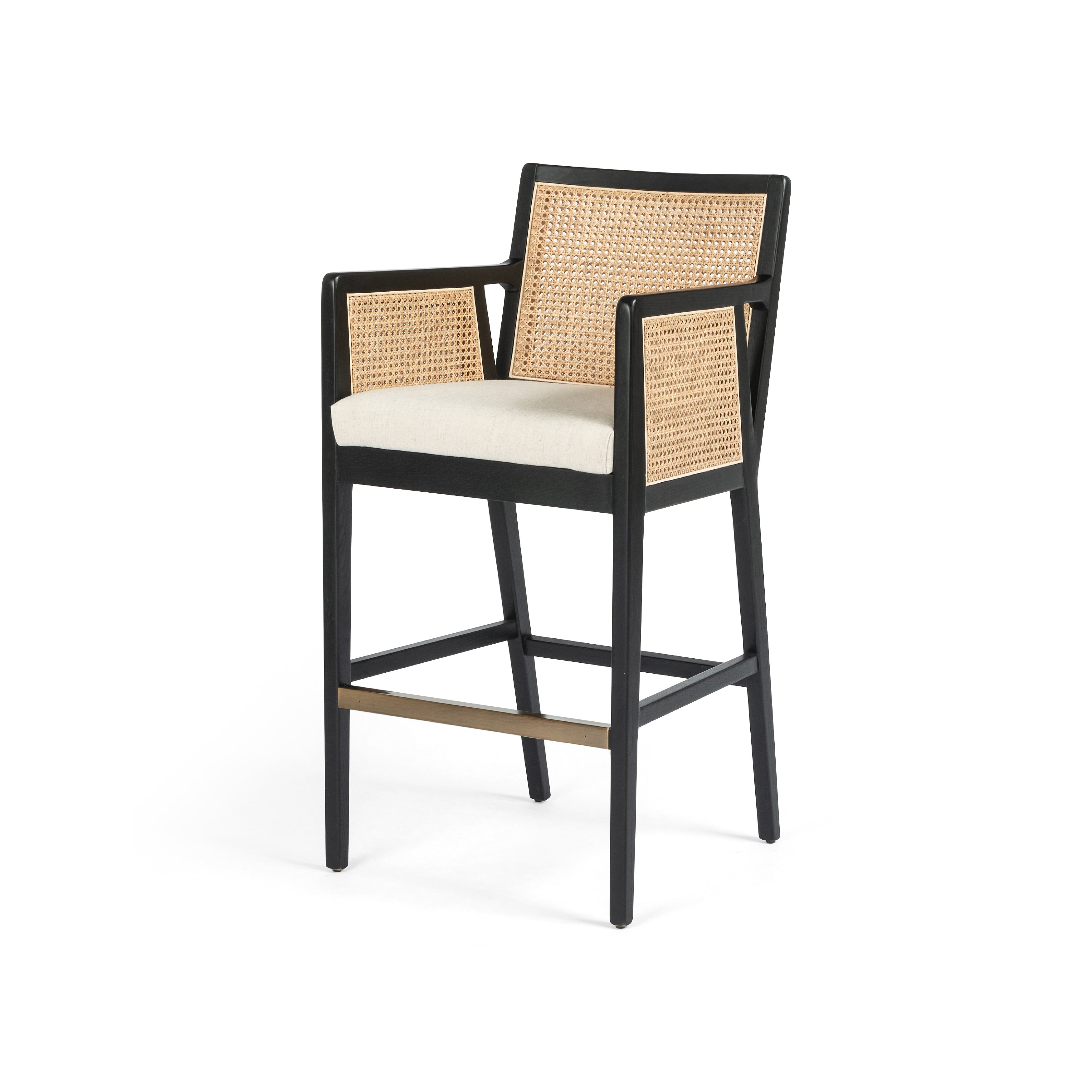 Antonia Cane Stool Bar / Brushed EbonyBAR AND COUNTER STOOL Four Hands  Bar Brushed Ebony  Four Hands, Burke Decor, Mid Century Modern Furniture, Old Bones Furniture Company, Old Bones Co, Modern Mid Century, Designer Furniture, https://www.oldbonesco.com/