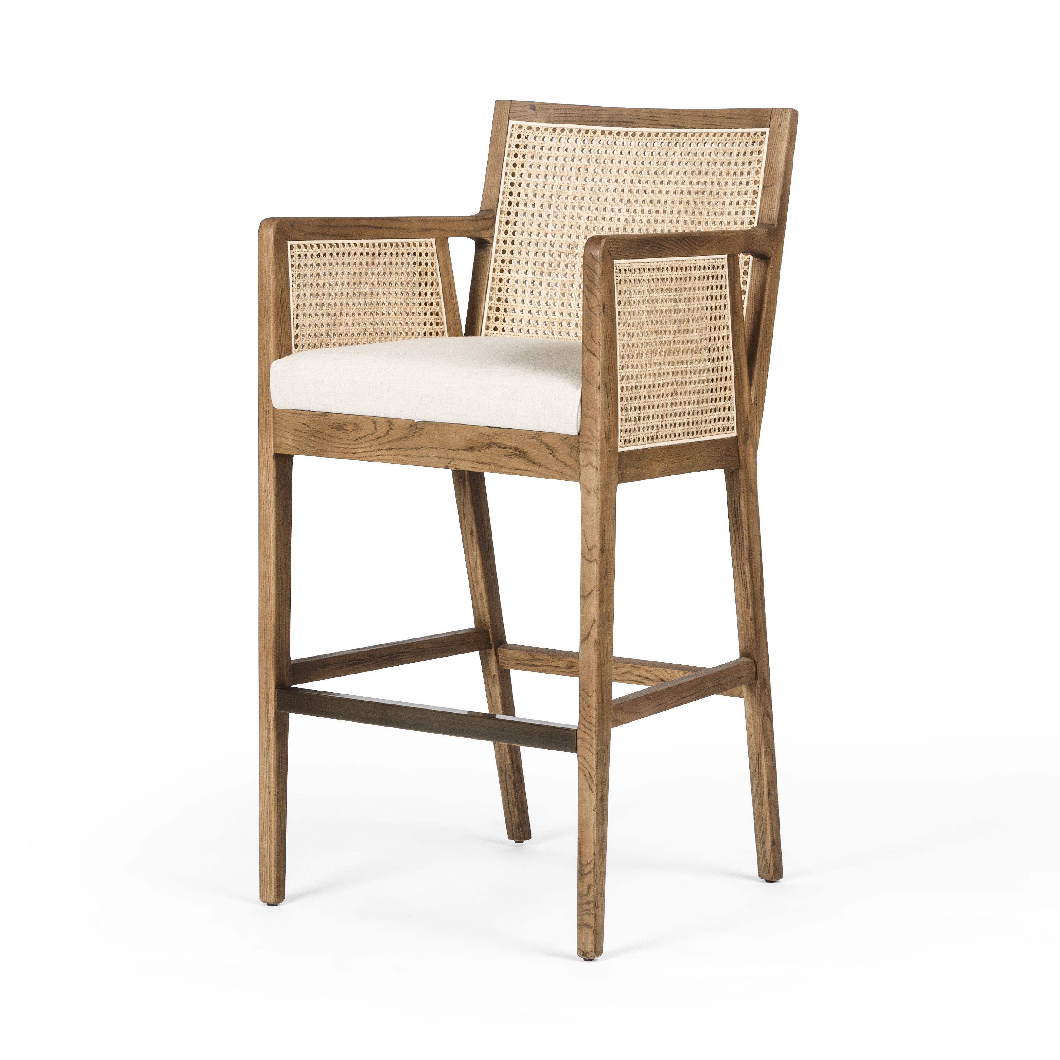 Antonia Cane Stool Bar / Toasted ParawoodBAR AND COUNTER STOOL Four Hands  Bar Toasted Parawood  Four Hands, Burke Decor, Mid Century Modern Furniture, Old Bones Furniture Company, Old Bones Co, Modern Mid Century, Designer Furniture, https://www.oldbonesco.com/