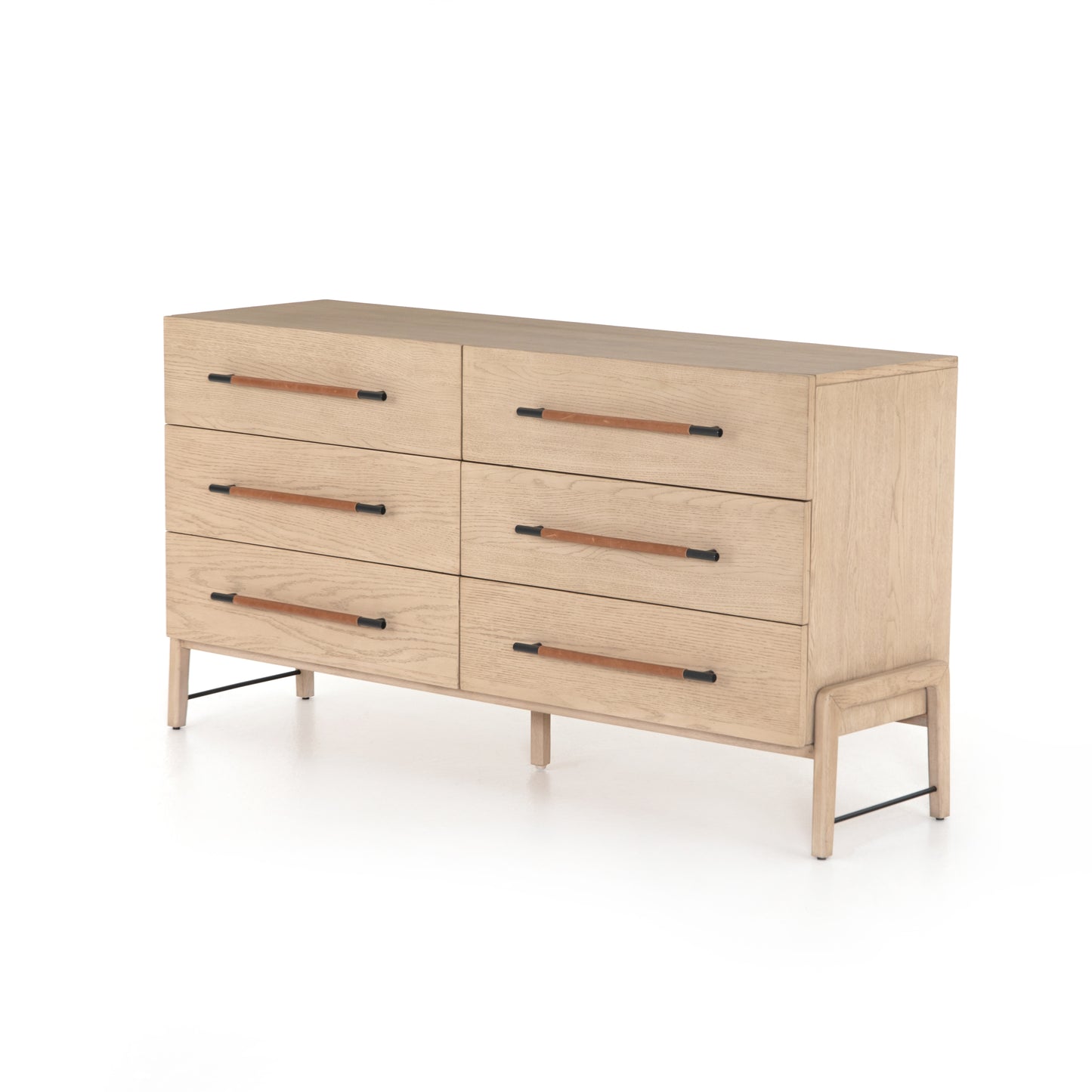 Rosedale 6 Drawer Dresser-Yucca Oak Veneer Dressers Four Hands     Four Hands, Burke Decor, Mid Century Modern Furniture, Old Bones Furniture Company, Old Bones Co, Modern Mid Century, Designer Furniture, https://www.oldbonesco.com/