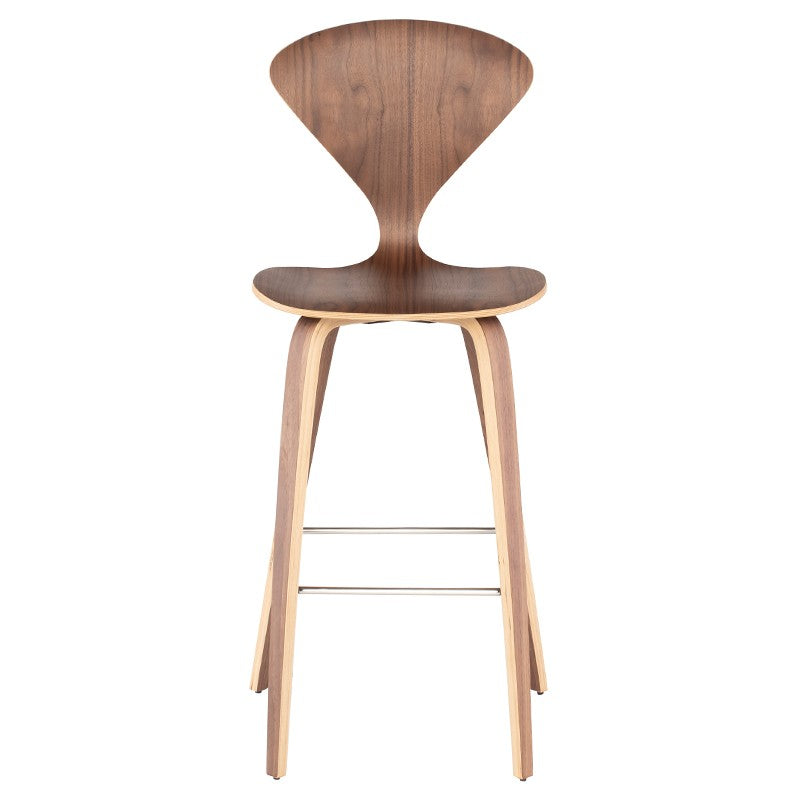 Satine Walnut Wood Bar Stool Bar Stool Nuevo     Four Hands, Burke Decor, Mid Century Modern Furniture, Old Bones Furniture Company, Old Bones Co, Modern Mid Century, Designer Furniture, https://www.oldbonesco.com/