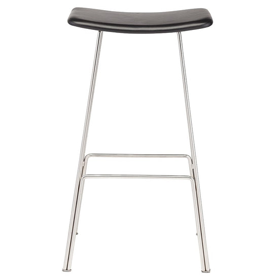 Load image into Gallery viewer, Kirsten Counter Stool Black leather seat/ Polished stainless steel frameCounter Stools Nuevo  Black leather seat/ Polished stainless steel frame   Four Hands, Burke Decor, Mid Century Modern Furniture, Old Bones Furniture Company, Old Bones Co, Modern Mid Century, Designer Furniture, https://www.oldbonesco.com/
