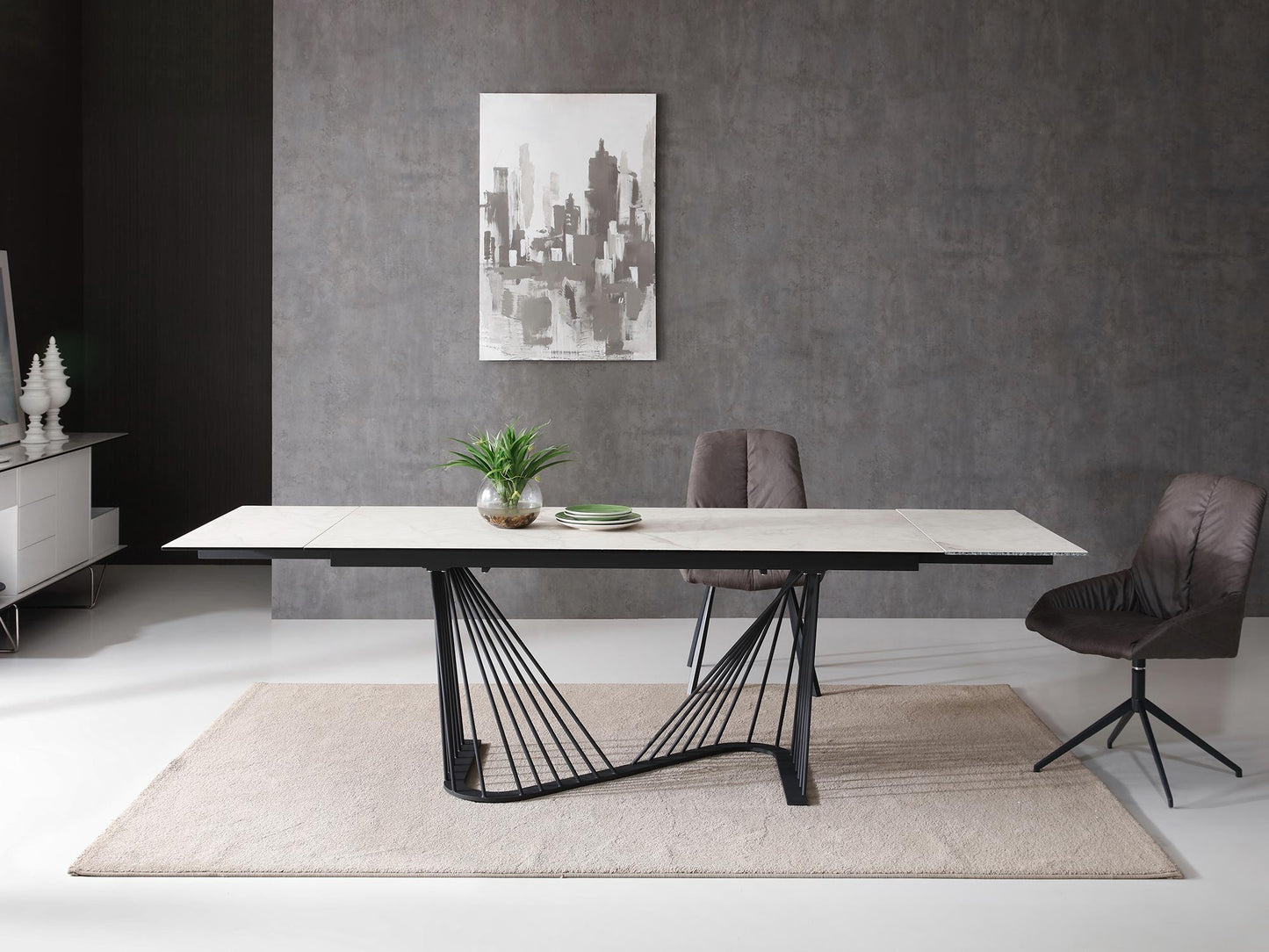 Roma Extendable Dining Table Dining Table Whiteline     Four Hands, Burke Decor, Mid Century Modern Furniture, Old Bones Furniture Company, Old Bones Co, Modern Mid Century, Designer Furniture, https://www.oldbonesco.com/