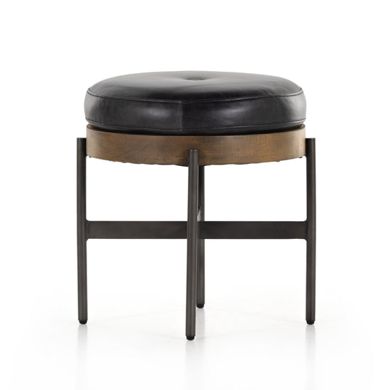 Edwin Small Ottoman Sonoma BlackOttomans Four Hands  Sonoma Black   Four Hands, Burke Decor, Mid Century Modern Furniture, Old Bones Furniture Company, Old Bones Co, Modern Mid Century, Designer Furniture, https://www.oldbonesco.com/