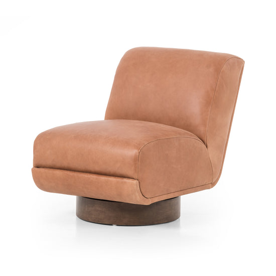 Load image into Gallery viewer, Bronwyn Swivel Chair + Table Palermo CognacSwivel Chair Four Hands  Palermo Cognac   Four Hands, Mid Century Modern Furniture, Old Bones Furniture Company, Old Bones Co, Modern Mid Century, Designer Furniture, https://www.oldbonesco.com/
