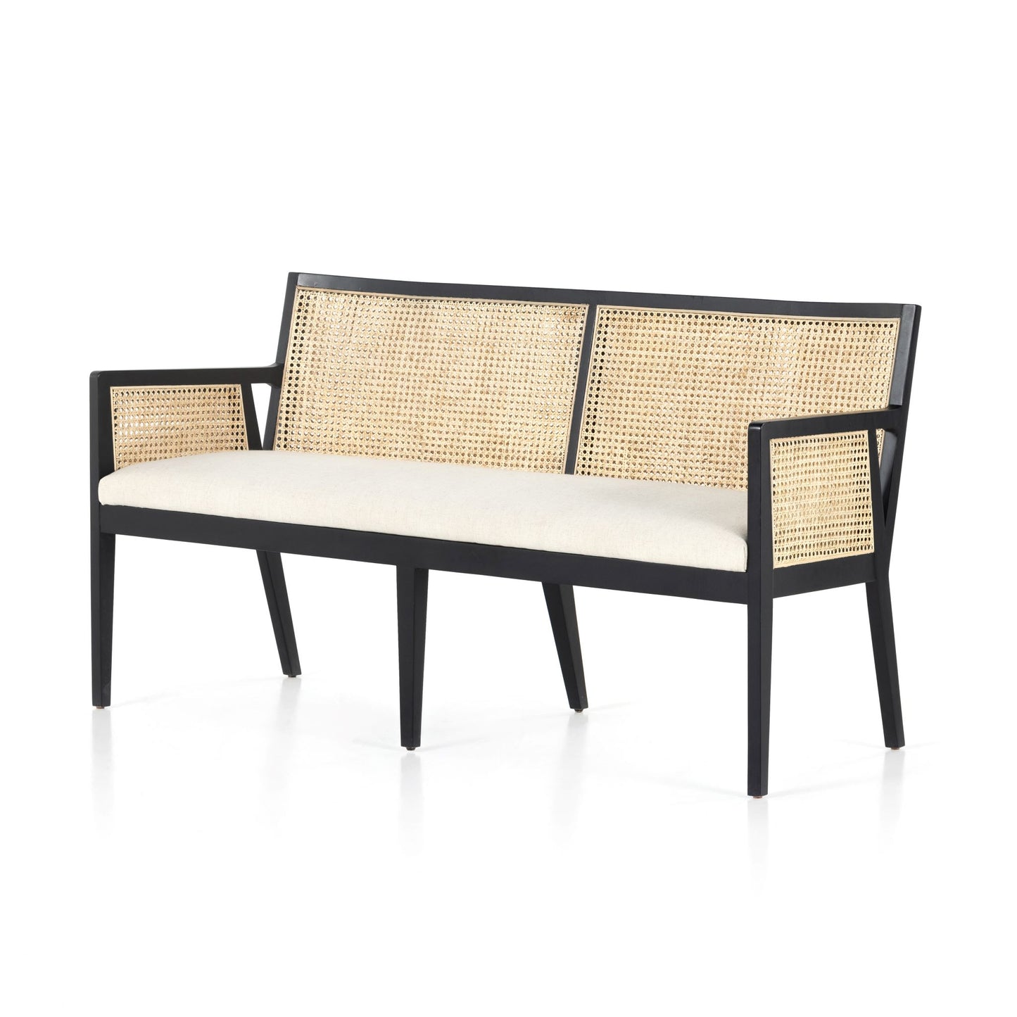 Load image into Gallery viewer, Antonia Cane Dining Bench Brushed EbonyDining Benches Four Hands  Brushed Ebony   Four Hands, Burke Decor, Mid Century Modern Furniture, Old Bones Furniture Company, Old Bones Co, Modern Mid Century, Designer Furniture, https://www.oldbonesco.com/
