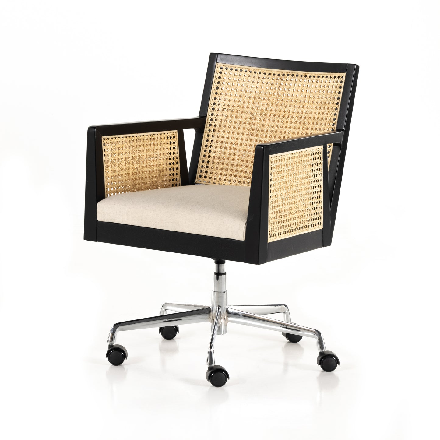 Antonia Cane Desk Chair Brushed Ebony / Arm ChairDesk Chair Four Hands  Brushed Ebony Arm Chair  Four Hands, Burke Decor, Mid Century Modern Furniture, Old Bones Furniture Company, Old Bones Co, Modern Mid Century, Designer Furniture, https://www.oldbonesco.com/