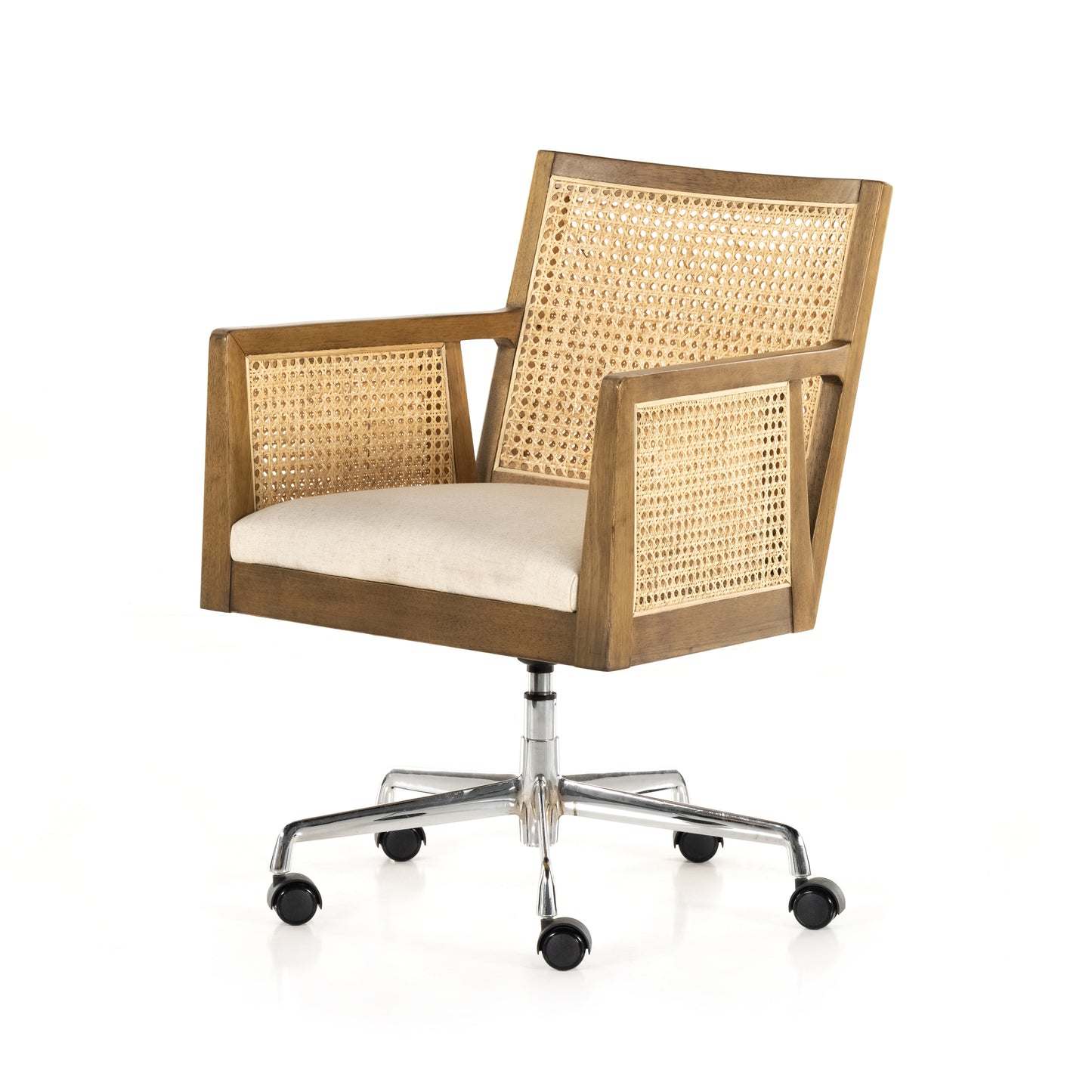 Antonia Cane Desk Chair Toasted Parawood / Arm ChairDesk Chair Four Hands  Toasted Parawood Arm Chair  Four Hands, Burke Decor, Mid Century Modern Furniture, Old Bones Furniture Company, Old Bones Co, Modern Mid Century, Designer Furniture, https://www.oldbonesco.com/