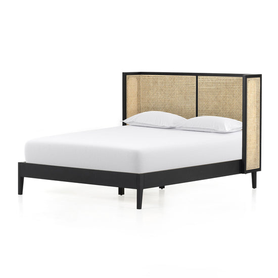 Load image into Gallery viewer, Antonia Cane Bed Brushed Ebony / KingBed Four Hands  Brushed Ebony King  Four Hands, Mid Century Modern Furniture, Old Bones Furniture Company, Old Bones Co, Modern Mid Century, Designer Furniture, https://www.oldbonesco.com/
