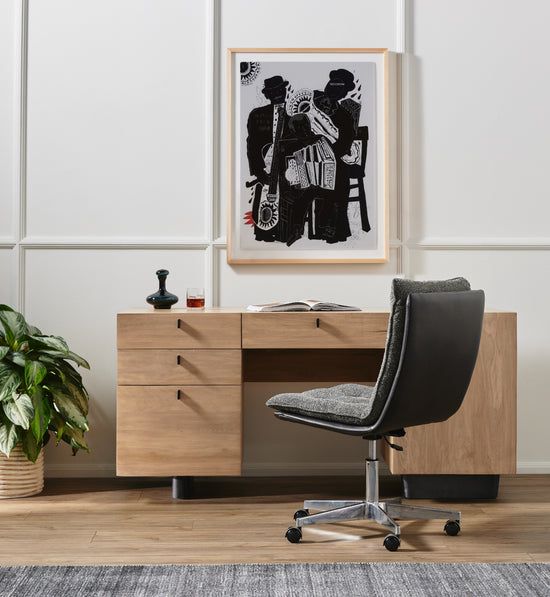 ULA EXECUTIVE DESK-DRY WASH POPLAR Desks Four Hands     Four Hands, Burke Decor, Mid Century Modern Furniture, Old Bones Furniture Company, Old Bones Co, Modern Mid Century, Designer Furniture, https://www.oldbonesco.com/