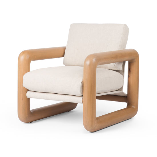 Load image into Gallery viewer, Romeo Chair-Bergamo Parchment Lounge Chair Four Hands     Four Hands, Mid Century Modern Furniture, Old Bones Furniture Company, Old Bones Co, Modern Mid Century, Designer Furniture, https://www.oldbonesco.com/
