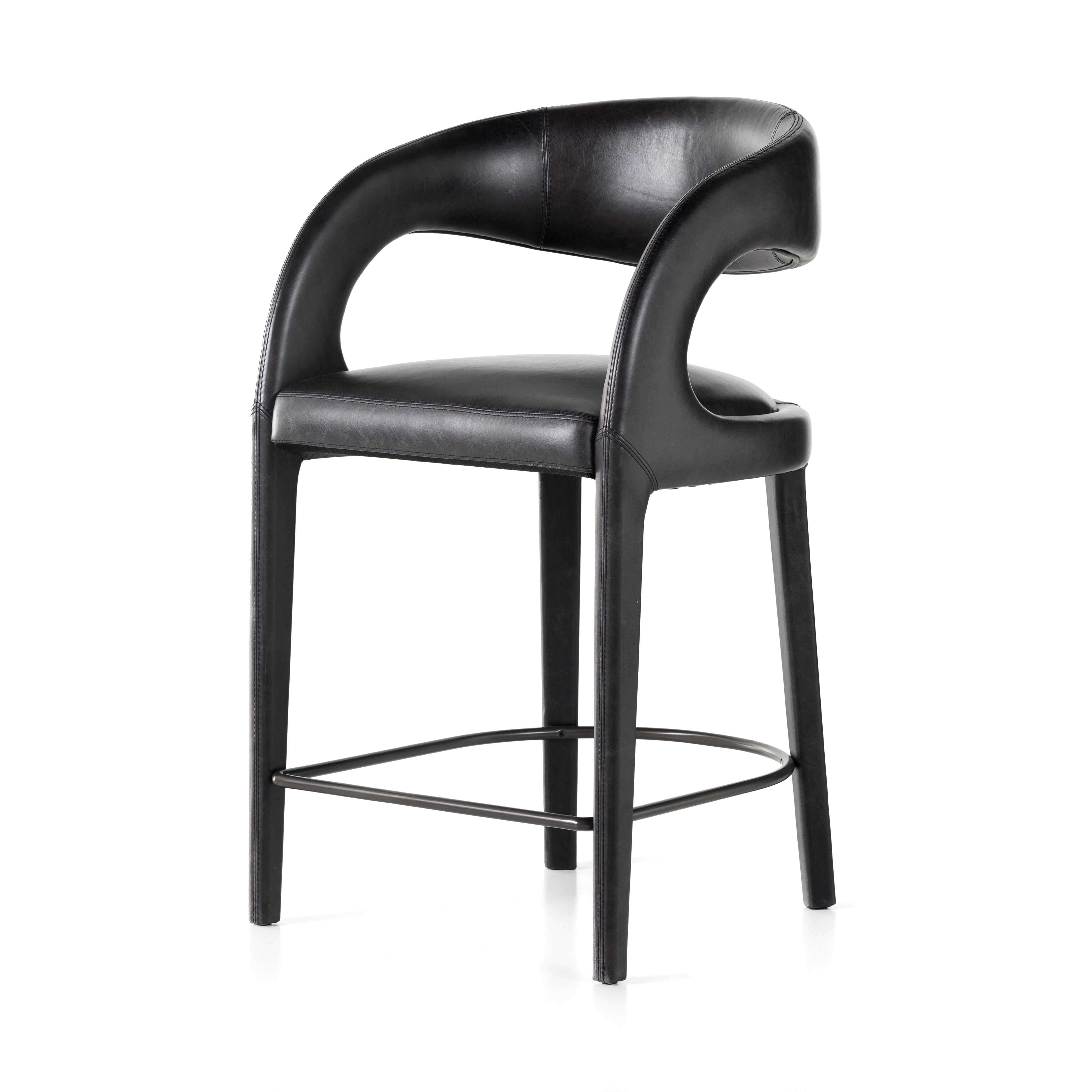 Hawkins Stool Counter / Sonoma BlackBAR AND COUNTER STOOL Four Hands  Counter Sonoma Black  Four Hands, Burke Decor, Mid Century Modern Furniture, Old Bones Furniture Company, Old Bones Co, Modern Mid Century, Designer Furniture, https://www.oldbonesco.com/
