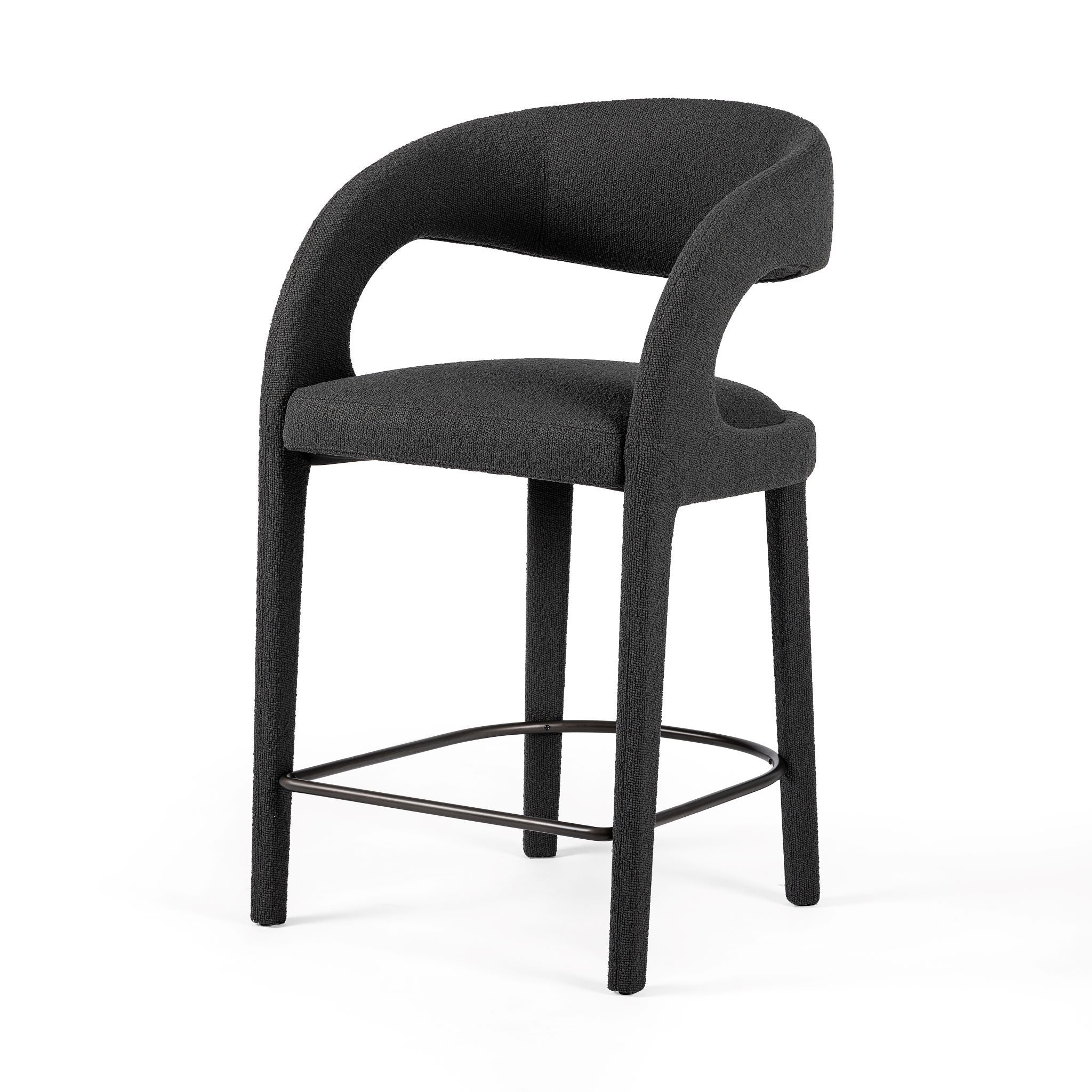 Hawkins Stool Counter / Fiqa Boucle CharcoalBAR AND COUNTER STOOL Four Hands  Counter Fiqa Boucle Charcoal  Four Hands, Mid Century Modern Furniture, Old Bones Furniture Company, Old Bones Co, Modern Mid Century, Designer Furniture, https://www.oldbonesco.com/