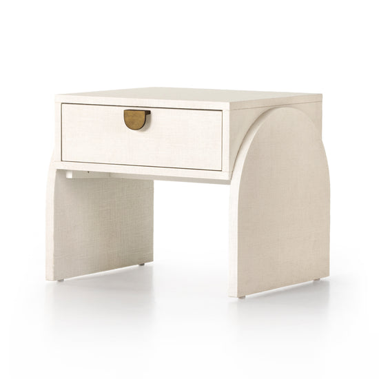 Cressida End Table-Ivory Painted Linen End Tables Four Hands     Four Hands, Mid Century Modern Furniture, Old Bones Furniture Company, Old Bones Co, Modern Mid Century, Designer Furniture, https://www.oldbonesco.com/