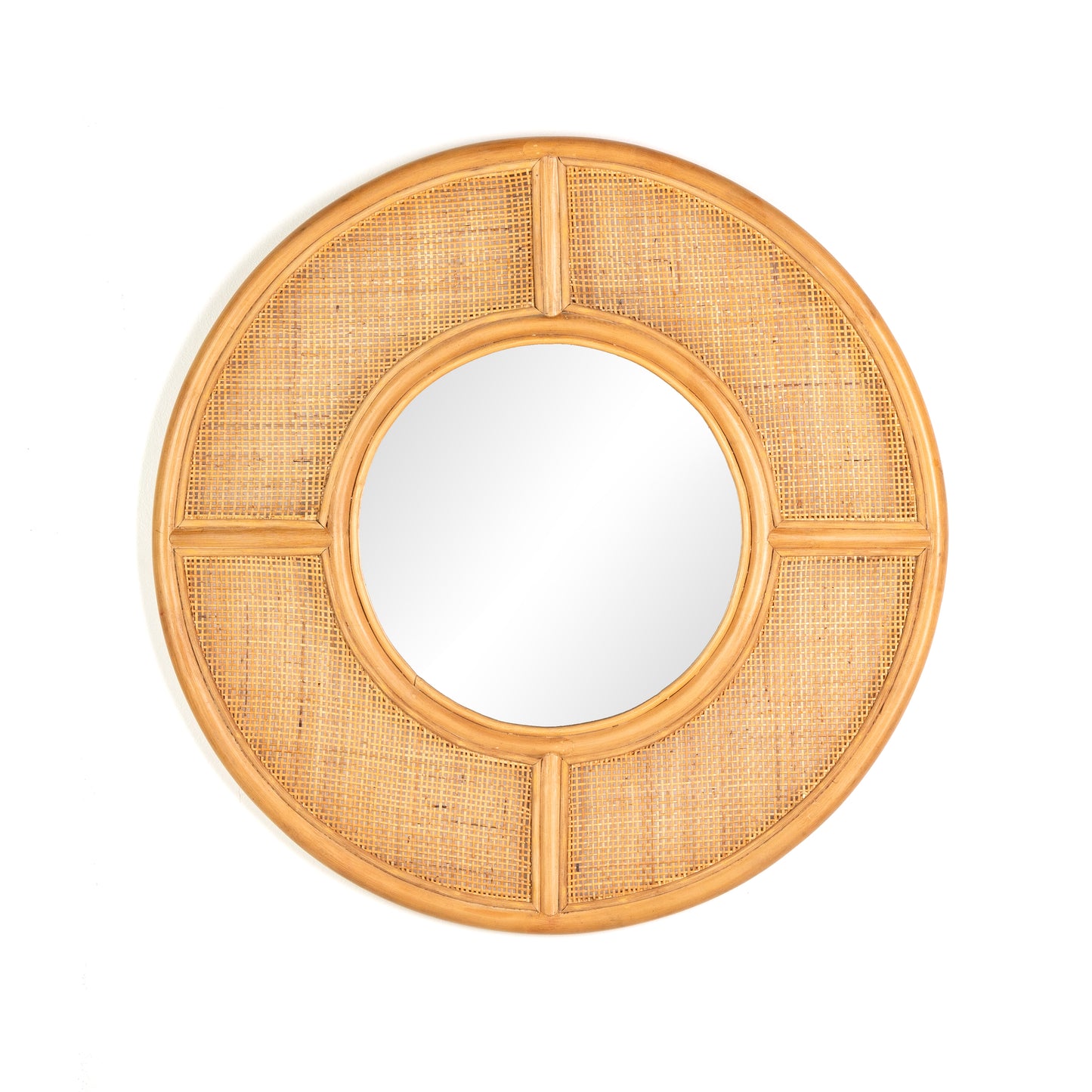 Load image into Gallery viewer, Ava Round Mirror Natural Box Woven CaneMirror Four Hands  Natural Box Woven Cane   Four Hands, Mid Century Modern Furniture, Old Bones Furniture Company, Old Bones Co, Modern Mid Century, Designer Furniture, https://www.oldbonesco.com/
