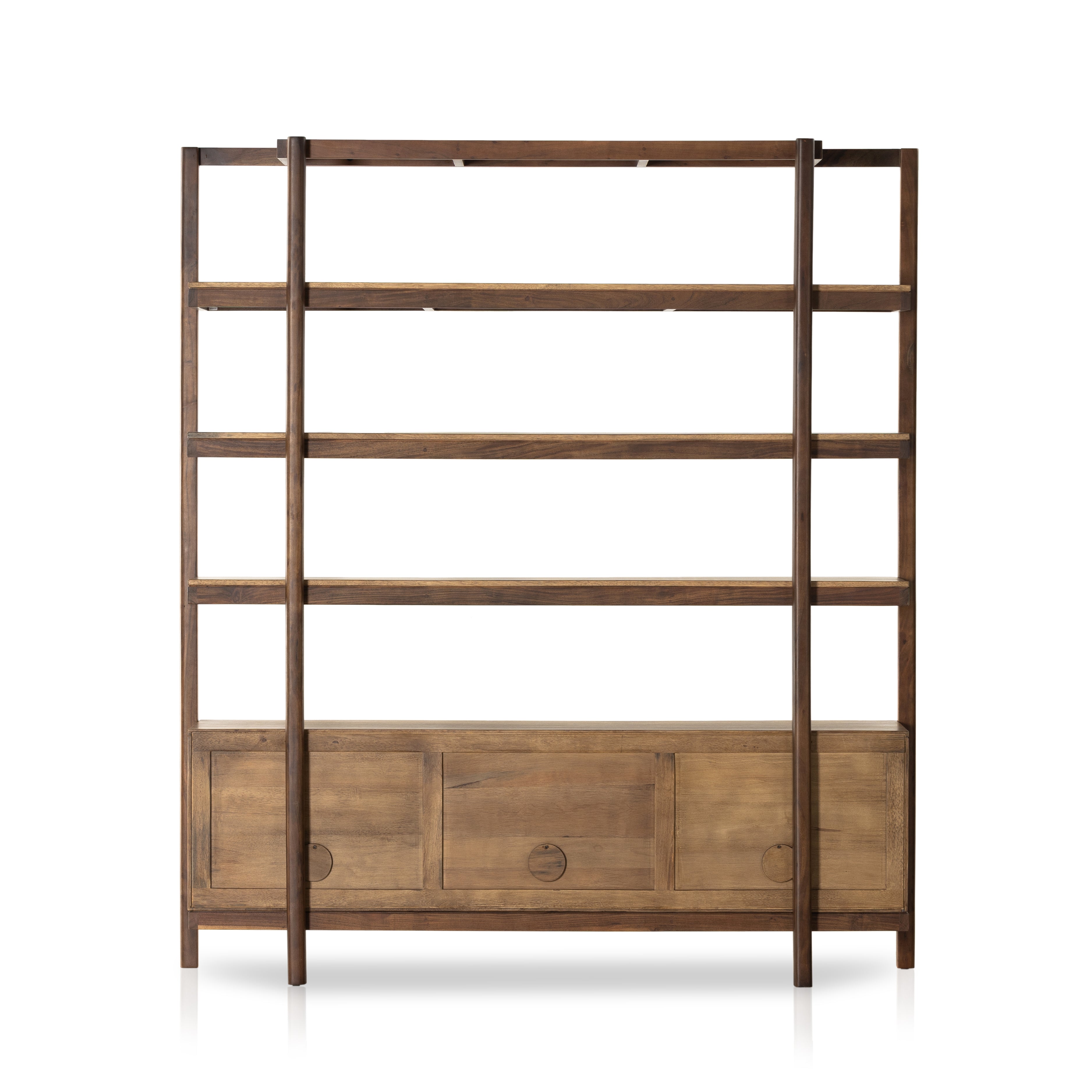 Reza Wide Bookcase-Smoked Honey Bookshelf Four Hands     Four Hands, Mid Century Modern Furniture, Old Bones Furniture Company, Old Bones Co, Modern Mid Century, Designer Furniture, https://www.oldbonesco.com/