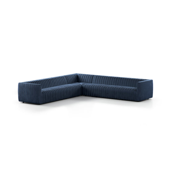 Augustine 3-PC Sectional 126" / Sapphire NavySectional Four Hands  126" Sapphire Navy  Four Hands, Mid Century Modern Furniture, Old Bones Furniture Company, Old Bones Co, Modern Mid Century, Designer Furniture, https://www.oldbonesco.com/