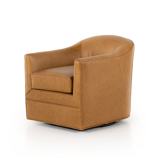 Load image into Gallery viewer, Quinton Swivel Chair Ontario CamelSwivel Chair Four Hands  Ontario Camel   Four Hands, Mid Century Modern Furniture, Old Bones Furniture Company, Old Bones Co, Modern Mid Century, Designer Furniture, https://www.oldbonesco.com/
