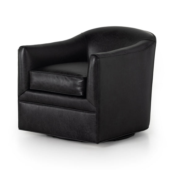 Load image into Gallery viewer, Quinton Swivel Chair Arvada BlackSwivel Chair Four Hands  Arvada Black   Four Hands, Mid Century Modern Furniture, Old Bones Furniture Company, Old Bones Co, Modern Mid Century, Designer Furniture, https://www.oldbonesco.com/
