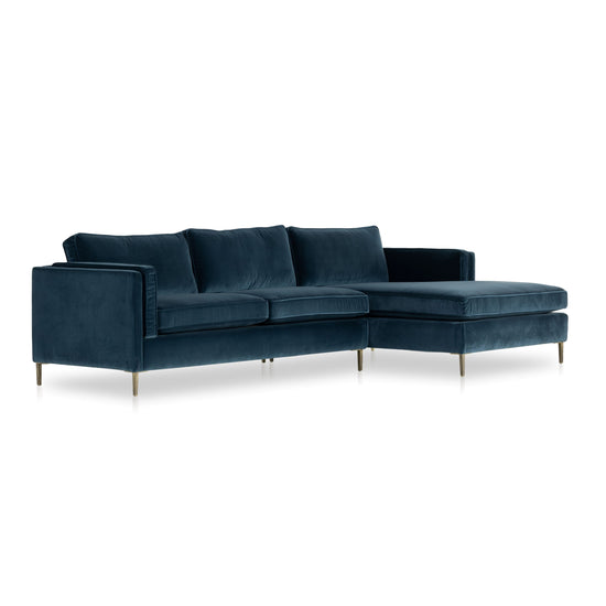 Load image into Gallery viewer, Emery 2pc Sectional Sapphire Bay / Right FacingSectiona Sofa Four Hands  Sapphire Bay Right Facing  Four Hands, Mid Century Modern Furniture, Old Bones Furniture Company, Old Bones Co, Modern Mid Century, Designer Furniture, https://www.oldbonesco.com/
