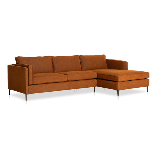 Load image into Gallery viewer, Emery 2pc Sectional Sutton Rust / Right FacingSectiona Sofa Four Hands  Sutton Rust Right Facing  Four Hands, Mid Century Modern Furniture, Old Bones Furniture Company, Old Bones Co, Modern Mid Century, Designer Furniture, https://www.oldbonesco.com/

