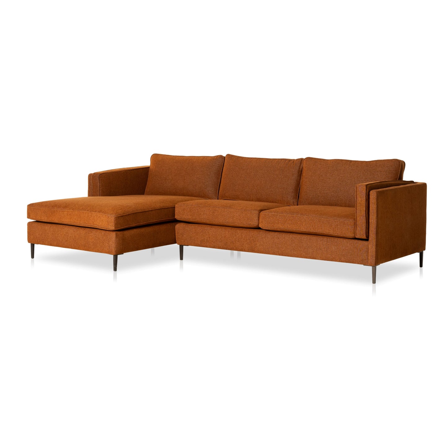Load image into Gallery viewer, Emery 2pc Sectional Sutton Rust / Left FacingSectiona Sofa Four Hands  Sutton Rust Left Facing  Four Hands, Mid Century Modern Furniture, Old Bones Furniture Company, Old Bones Co, Modern Mid Century, Designer Furniture, https://www.oldbonesco.com/
