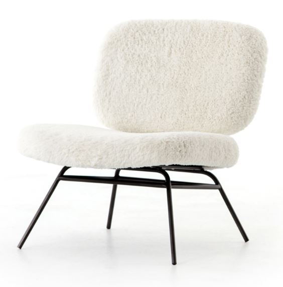 Caleb Chair-ivory Angora Lounge Chair Four Hands     Four Hands, Burke Decor, Mid Century Modern Furniture, Old Bones Furniture Company, Old Bones Co, Modern Mid Century, Designer Furniture, https://www.oldbonesco.com/