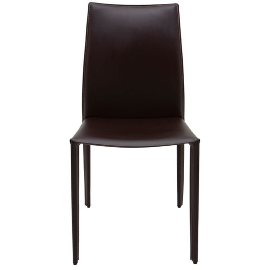 Load image into Gallery viewer, Sienna Dining Chair Chocolate (Contrast Stitch)Dining Chair Nuevo  Chocolate (Contrast Stitch)   Four Hands, Burke Decor, Mid Century Modern Furniture, Old Bones Furniture Company, Old Bones Co, Modern Mid Century, Designer Furniture, https://www.oldbonesco.com/
