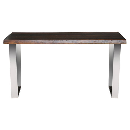 Load image into Gallery viewer, Versailles Console Seared Oak, Polished StainlessConsole Table Nuevo  Seared Oak, Polished Stainless   Four Hands, Burke Decor, Mid Century Modern Furniture, Old Bones Furniture Company, Old Bones Co, Modern Mid Century, Designer Furniture, https://www.oldbonesco.com/
