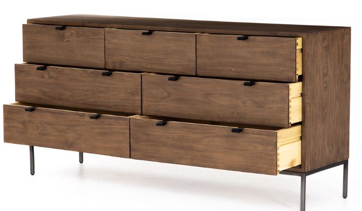 Trey 7 Drawer Dresser-Auburn Poplar Dresser Four Hands     Four Hands, Burke Decor, Mid Century Modern Furniture, Old Bones Furniture Company, Old Bones Co, Modern Mid Century, Designer Furniture, https://www.oldbonesco.com/