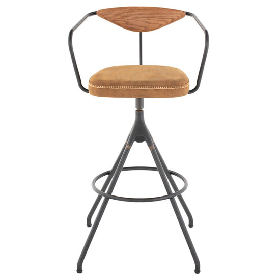 Load image into Gallery viewer, Akron Bar Stool - Umber Tan Leather BAR AND COUNTER STOOL District Eight     Four Hands, Burke Decor, Mid Century Modern Furniture, Old Bones Furniture Company, Old Bones Co, Modern Mid Century, Designer Furniture, https://www.oldbonesco.com/
