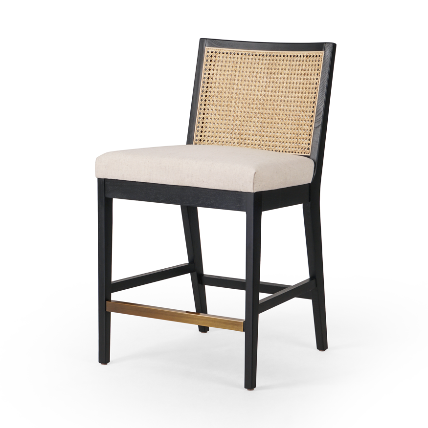 Antonia Cane Armless Stool Counter / Brushed Ebony / Savile FlaxBar & Counter Stools Four Hands  Counter Brushed Ebony Savile Flax Four Hands, Mid Century Modern Furniture, Old Bones Furniture Company, Old Bones Co, Modern Mid Century, Designer Furniture, https://www.oldbonesco.com/