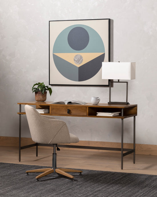 Load image into Gallery viewer, Edna Desk Chair-Fedora Oatmeal Office Chairs Four Hands     Four Hands, Burke Decor, Mid Century Modern Furniture, Old Bones Furniture Company, Old Bones Co, Modern Mid Century, Designer Furniture, https://www.oldbonesco.com/
