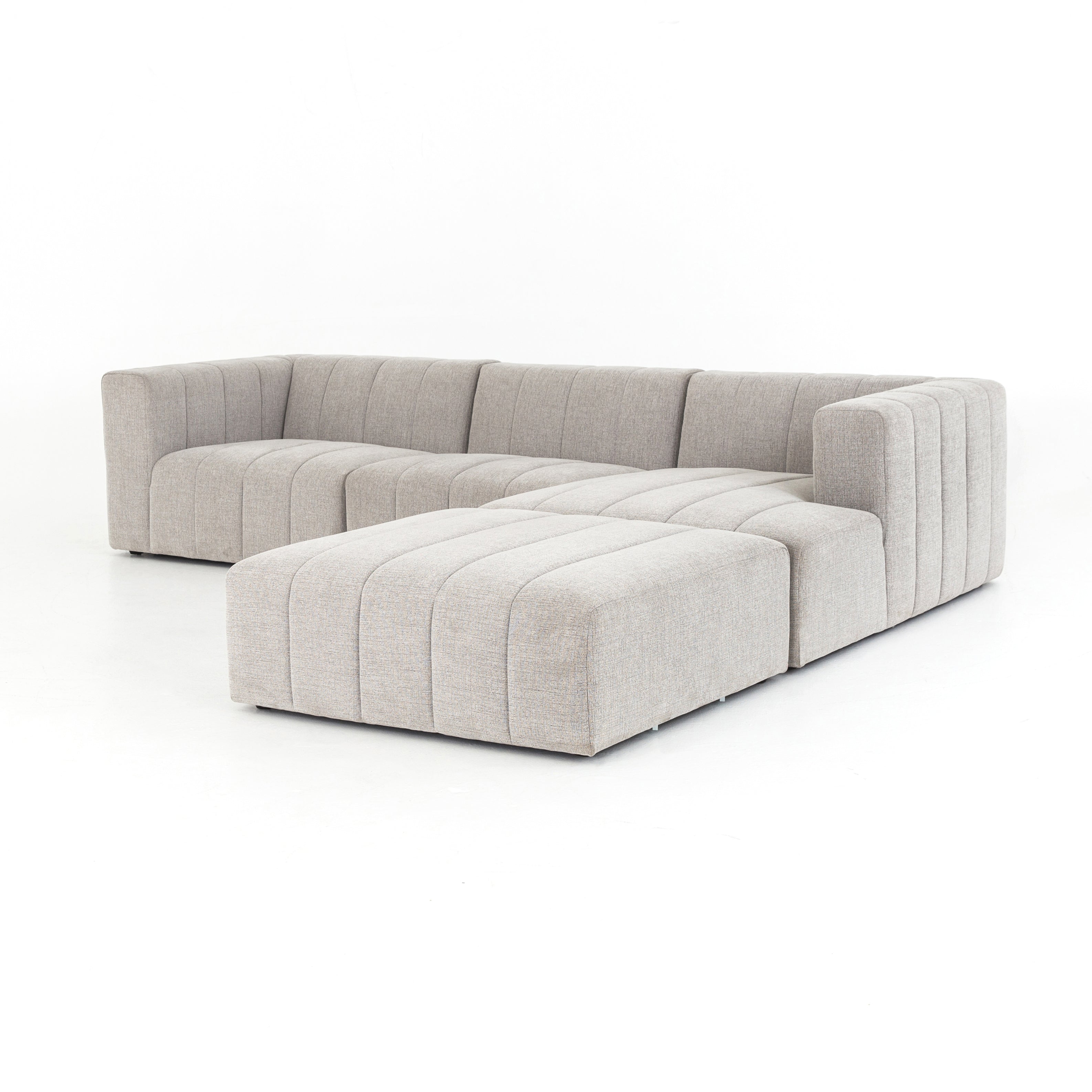 Langham Channeled 3-pc Sectional Right Arm Facing w/ Ottoman / Napa SandstoneSectionals Four Hands  Right Arm Facing w/ Ottoman Napa Sandstone  Four Hands, Burke Decor, Mid Century Modern Furniture, Old Bones Furniture Company, Old Bones Co, Modern Mid Century, Designer Furniture, https://www.oldbonesco.com/