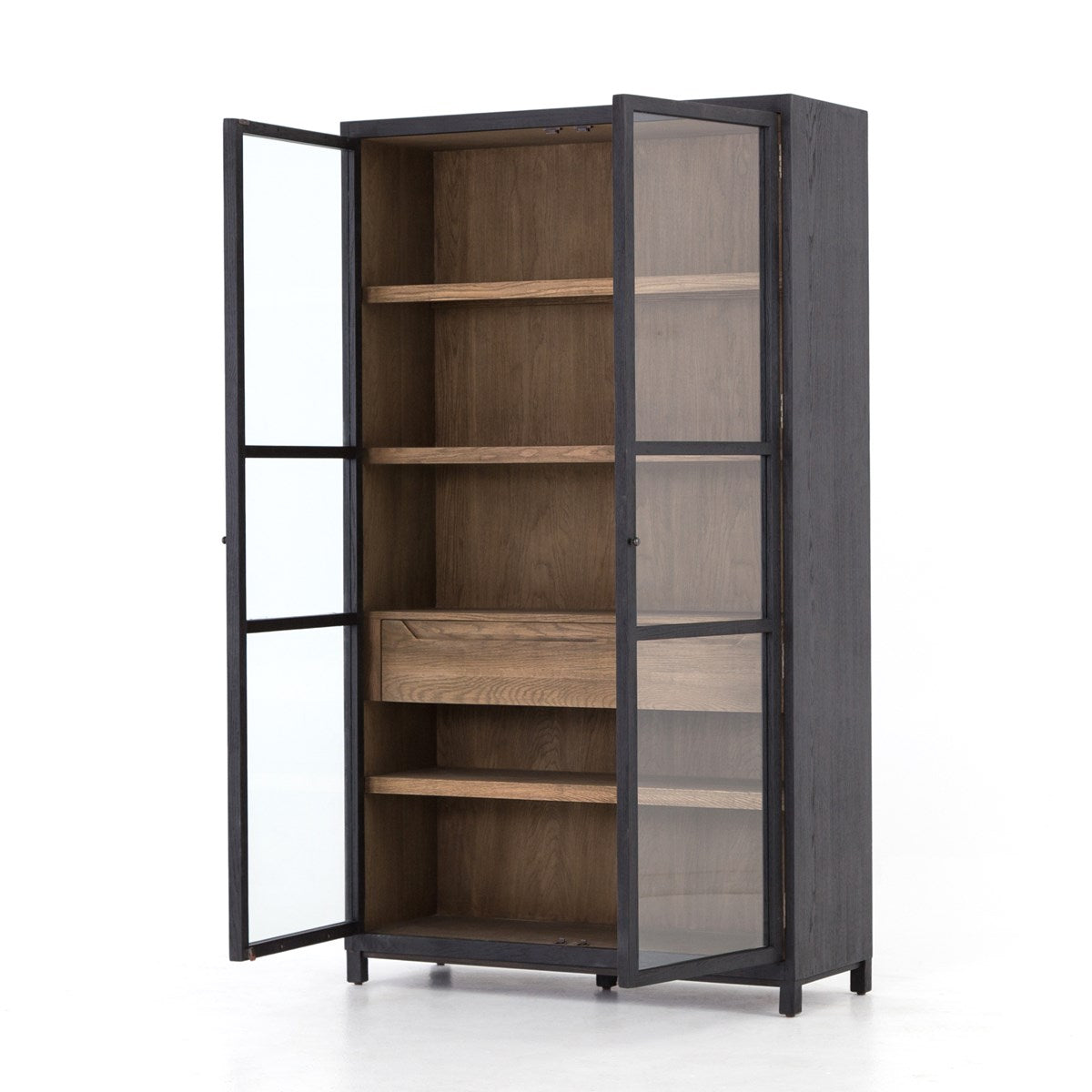 Millie Cabinet-Drifted Black/Drifted Oak Cabinet Four Hands     Four Hands, Burke Decor, Mid Century Modern Furniture, Old Bones Furniture Company, Old Bones Co, Modern Mid Century, Designer Furniture, https://www.oldbonesco.com/