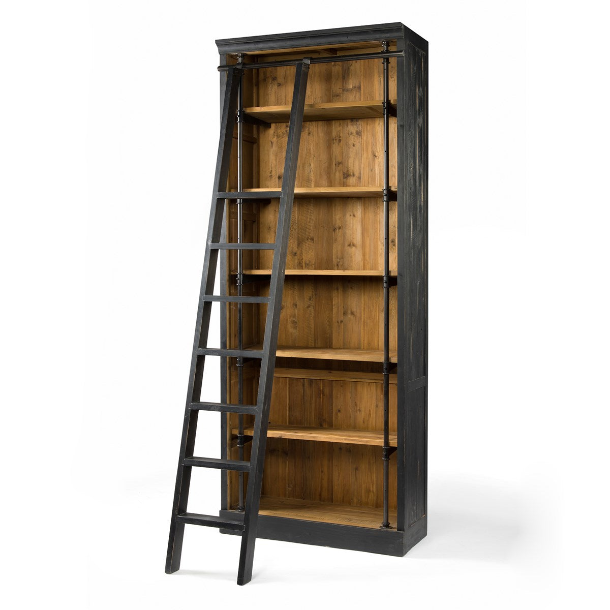 Ivy Bookcase Matte Black / With LadderBookcase Four Hands  Matte Black With Ladder  Four Hands, Burke Decor, Mid Century Modern Furniture, Old Bones Furniture Company, Old Bones Co, Modern Mid Century, Designer Furniture, https://www.oldbonesco.com/