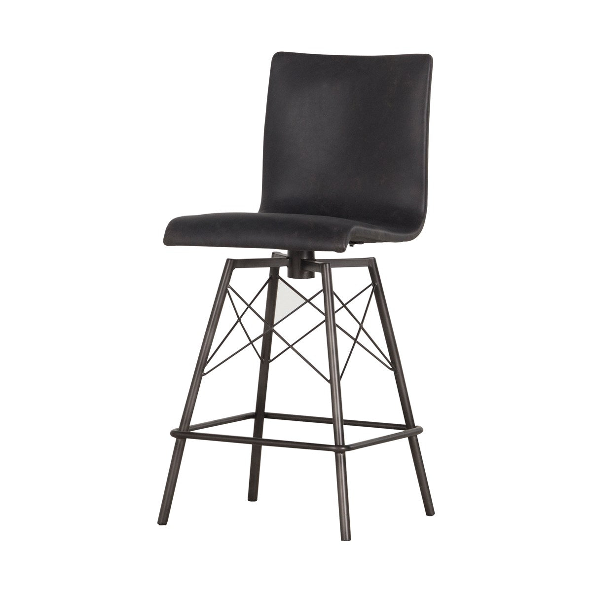 Diaw Bar + Counter Stool Rialto Ebony / Counter StoolStool Four Hands  Rialto Ebony Counter Stool  Four Hands, Burke Decor, Mid Century Modern Furniture, Old Bones Furniture Company, Old Bones Co, Modern Mid Century, Designer Furniture, https://www.oldbonesco.com/