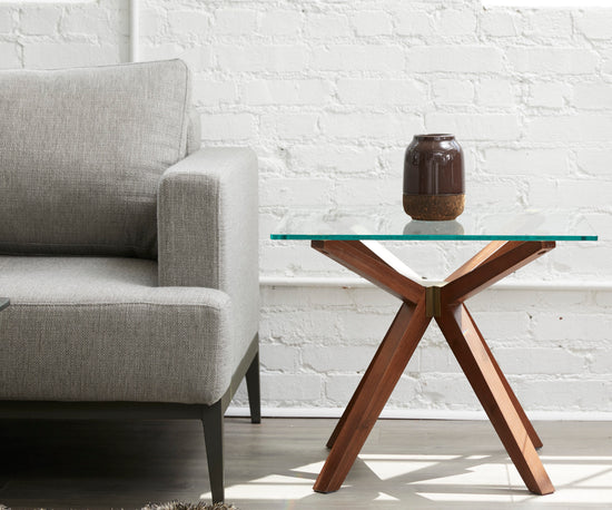 Load image into Gallery viewer, Denali Glass Side Table Side Table Unique Furniture     Four Hands, Mid Century Modern Furniture, Old Bones Furniture Company, Old Bones Co, Modern Mid Century, Designer Furniture, https://www.oldbonesco.com/
