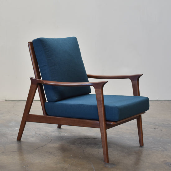 Load image into Gallery viewer, Charlotte Walnut Mid Century Modern Accent Chair, Azure  Gingko Home Furnishings     Four Hands, Burke Decor, Mid Century Modern Furniture, Old Bones Furniture Company, Old Bones Co, Modern Mid Century, Designer Furniture, https://www.oldbonesco.com/
